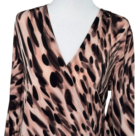 Jennifer Lopez Women’s Brown Ombre Animal Print Dress Size XL Fake Wrap - Picture 10 of 16